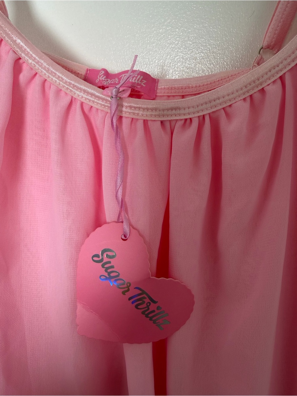 SUGAR THRILLZ Pink Double Lined Sheer Slip - Picture 4 of 4